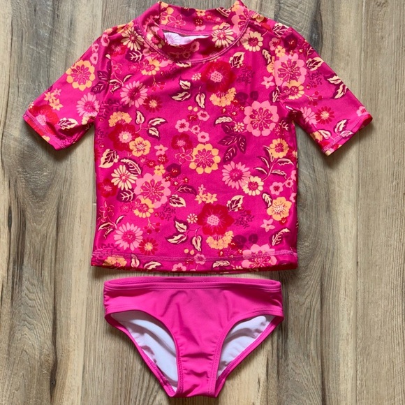 Carter's Other - Carter's Pink Floral Kids Swim Rashguard Set